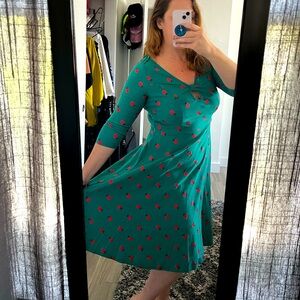 BRAND NEW NEVER WORN Teal Ladybug Swing Dress from Unique Vintage - Women’s L